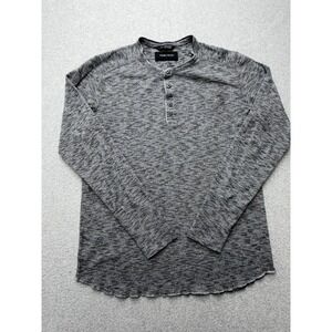 Wings+horns Shirt Mens Large Gray Long Sleeve Henley 100% Cotton Made Canada